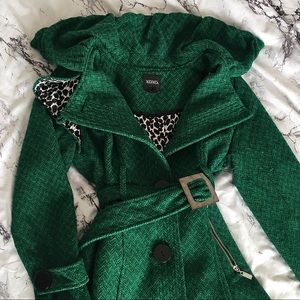 XOXO Green Belted Midi-Length Coat